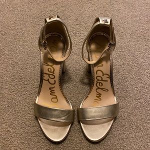 Sam Edelman Yaro Gold Sandal Heels in 7.5